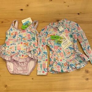NWT Mermaid Swimsuit AND rash guard size 12 months UPF 50 Beach Pool vacation